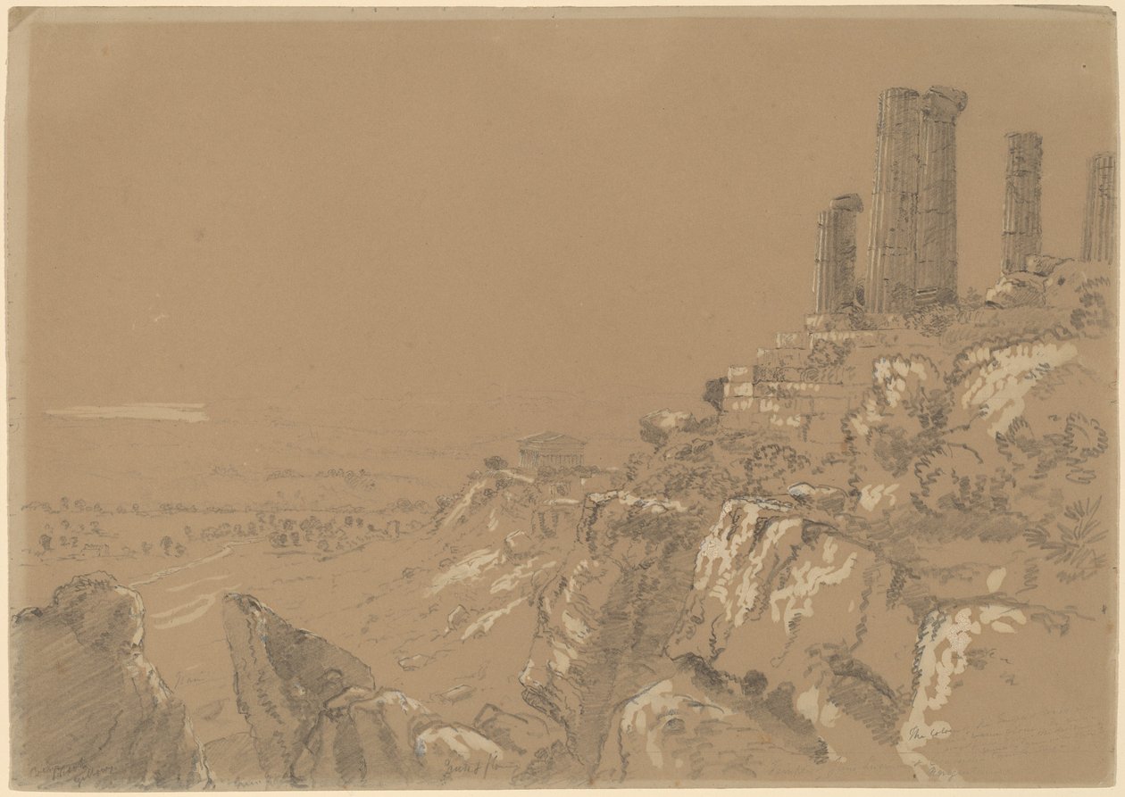 Juno, Lucina ve Concordia Tapınakları - Agrigentum, Sicilya by Thomas Cole