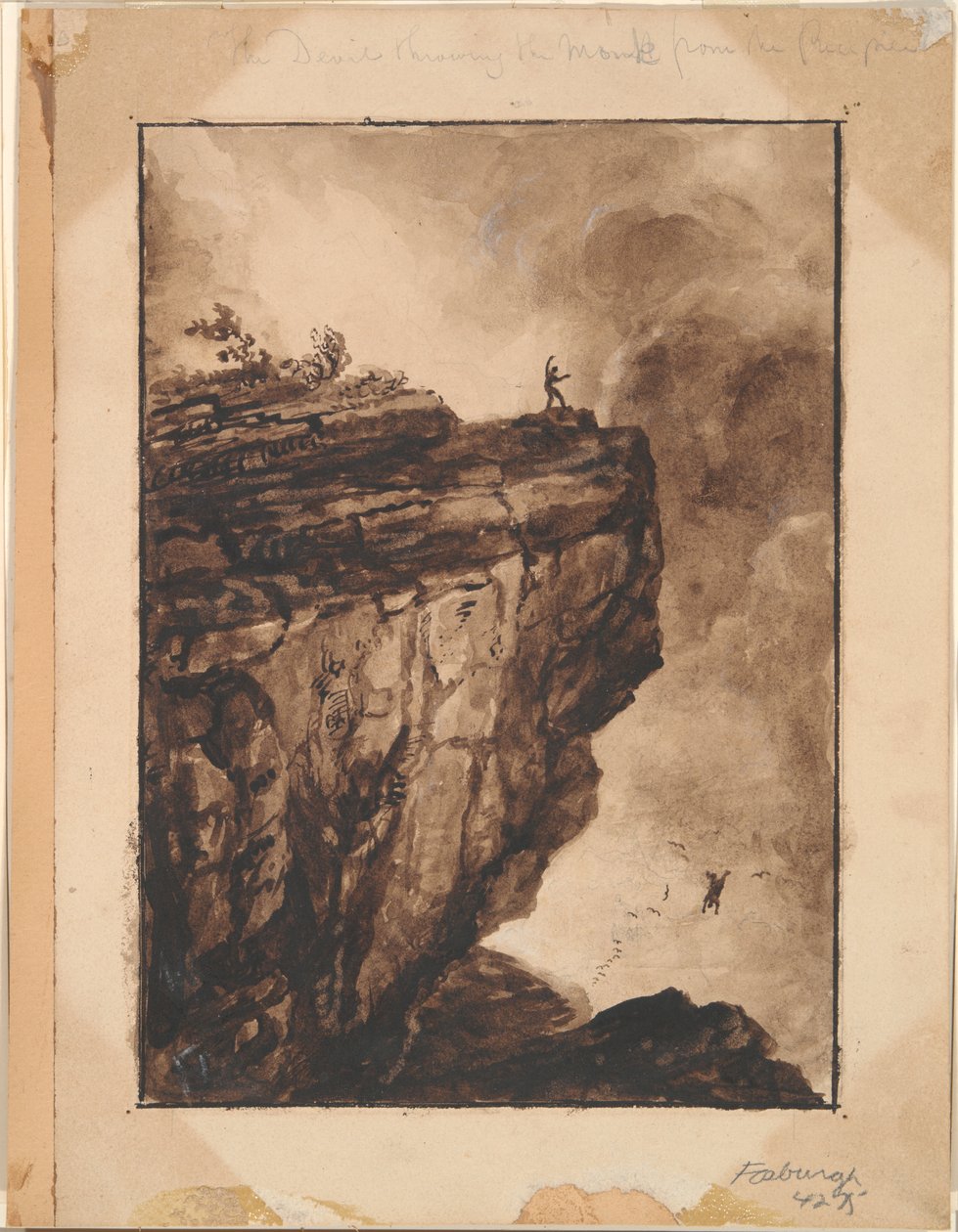 Keşişi uçurumdan atan şeytan by Thomas Cole