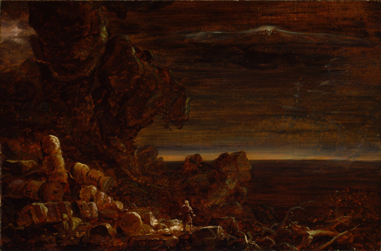 Yolculuğunun Sonundaki Dünyanın Yolcusu, Haç ve Dünya serisi için çalışıyor, by Thomas Cole