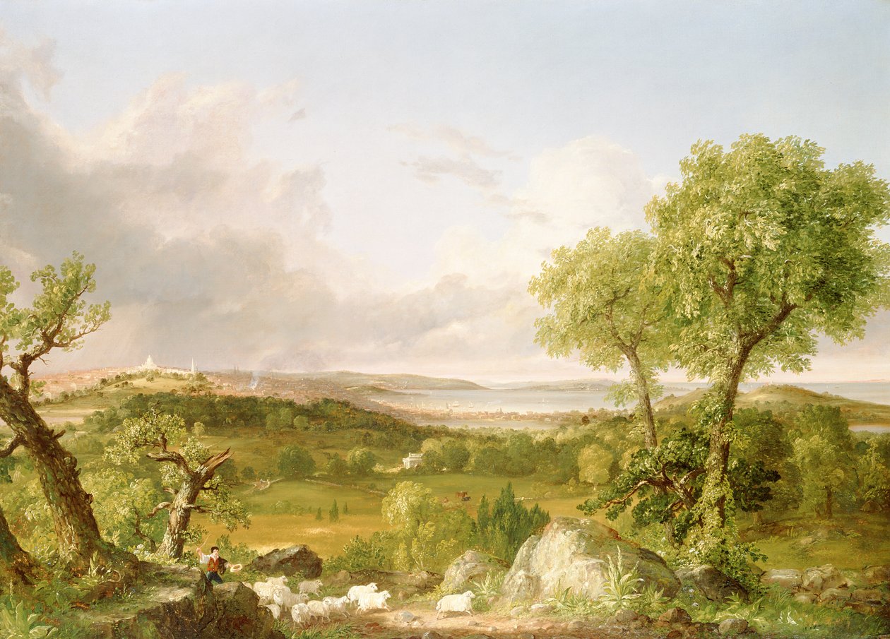 Boston manzarası (tuval üzerine yağlı boya) by Thomas Cole