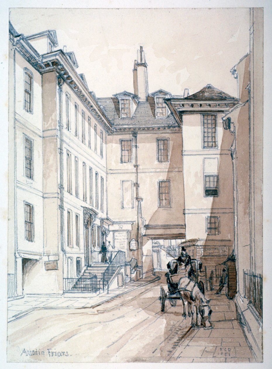 Austin Friars Caddesi, Londra Şehri, 1851. by Thomas Colman Dibdin