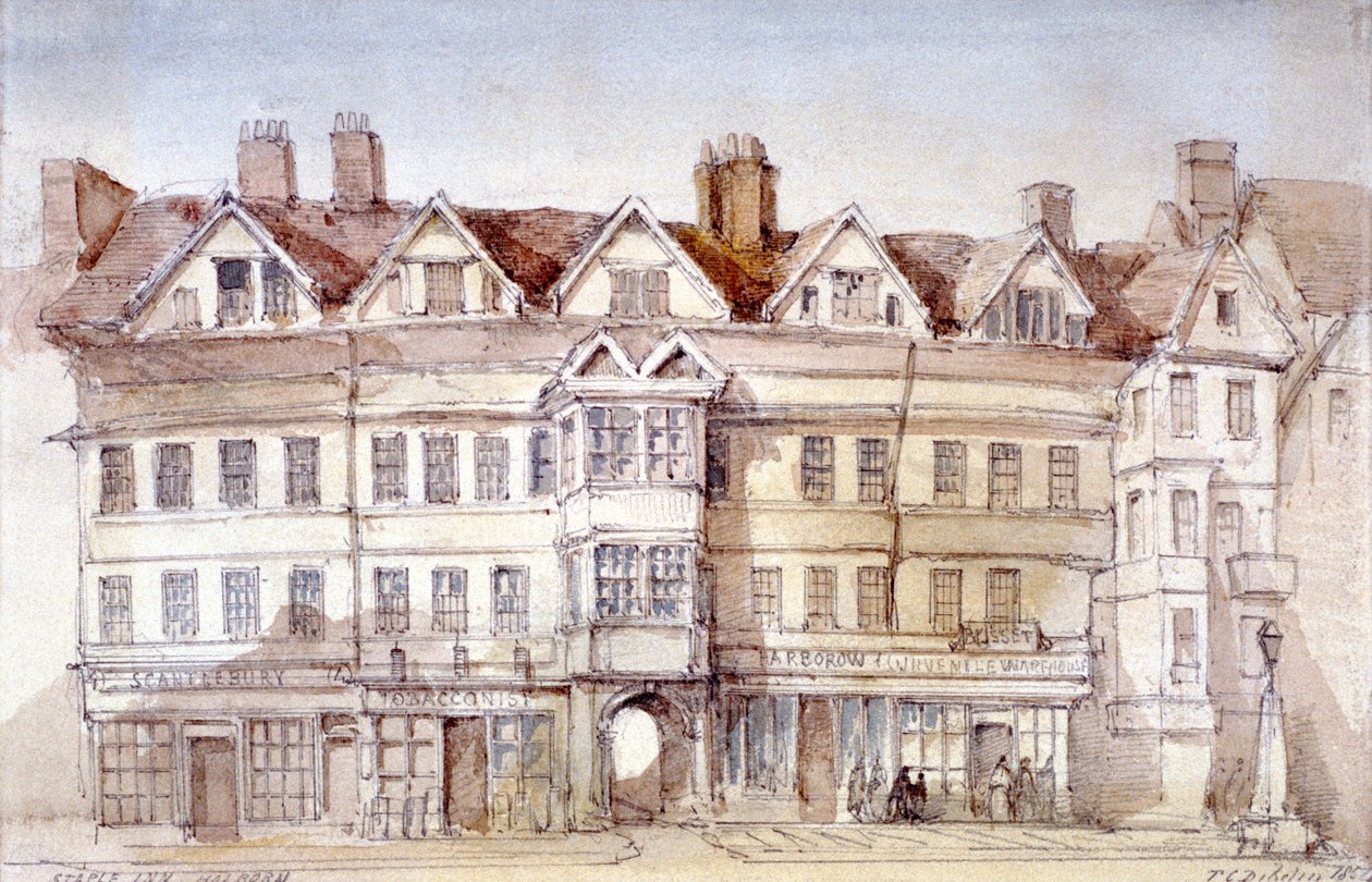 Staple Inn, Holborn, Londra, 1854 by Thomas Colman Dibdin