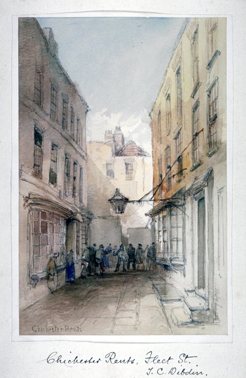 Chichester Rents, Fleet Street, City of London, c1850'de görüntüleyin. by Thomas Colman Dibdin