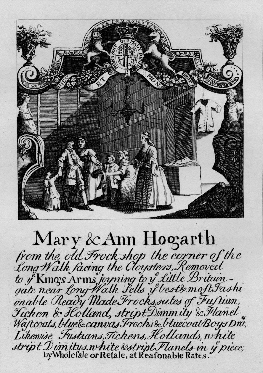 Mary ve Ann Hogarths mağazası için ticaret kartı, 1807, 1827. by Thomas Cook