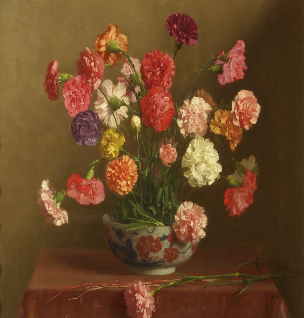 Karanfiller, c.1929 (tuval üzerine yağlı boya) by Thomas Cooper Gotch