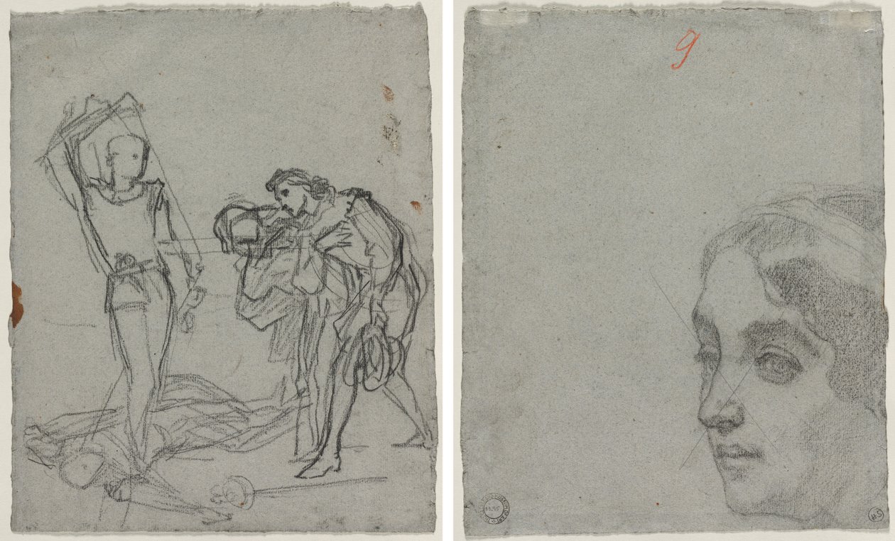 Maskeli Balodan sonra düello (rekto); Bir Kadının Başı (versi) by Thomas Couture