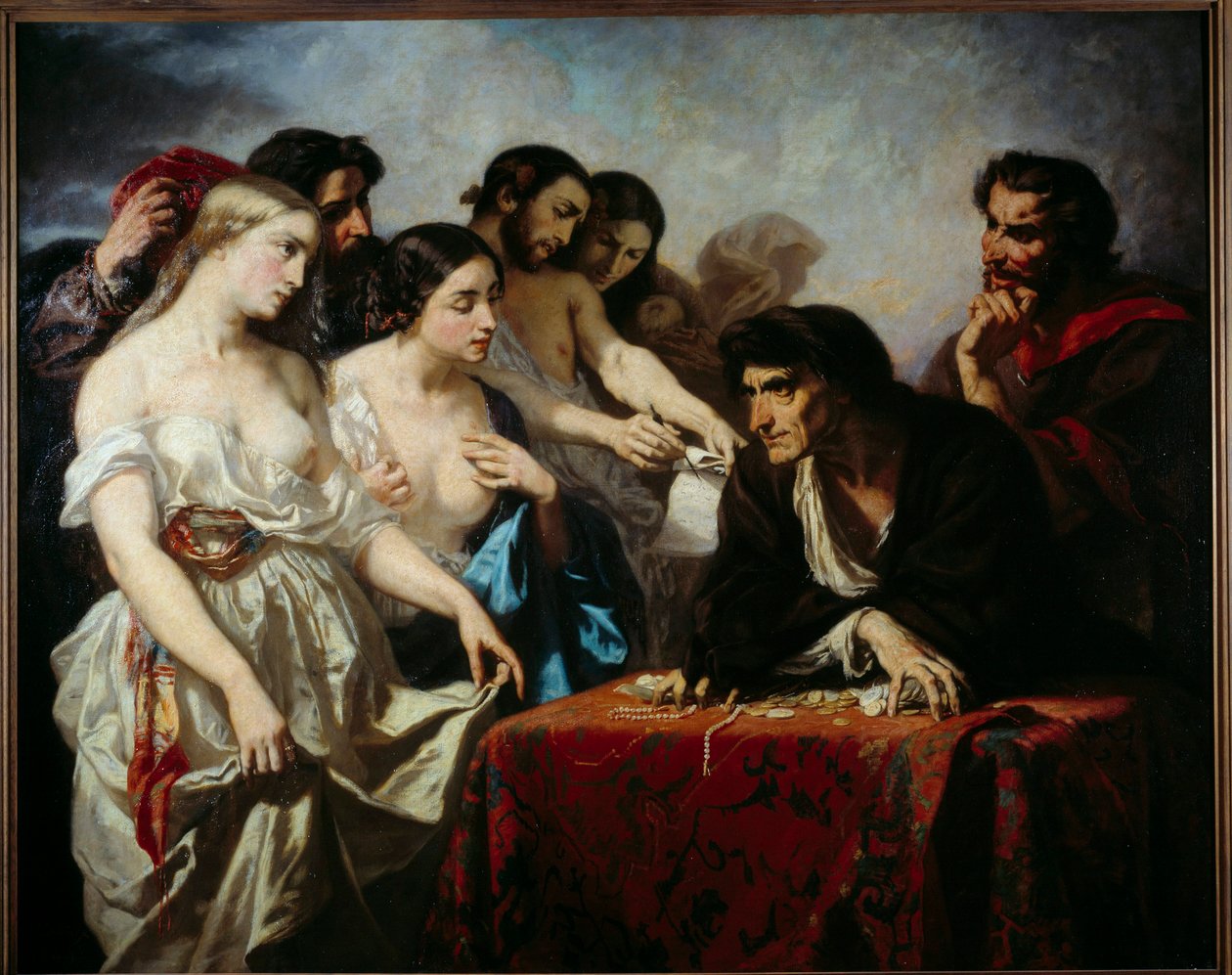Altın aşkı. Thomas Couture (1815-1879) tarafından yapılan tablo by Thomas Couture