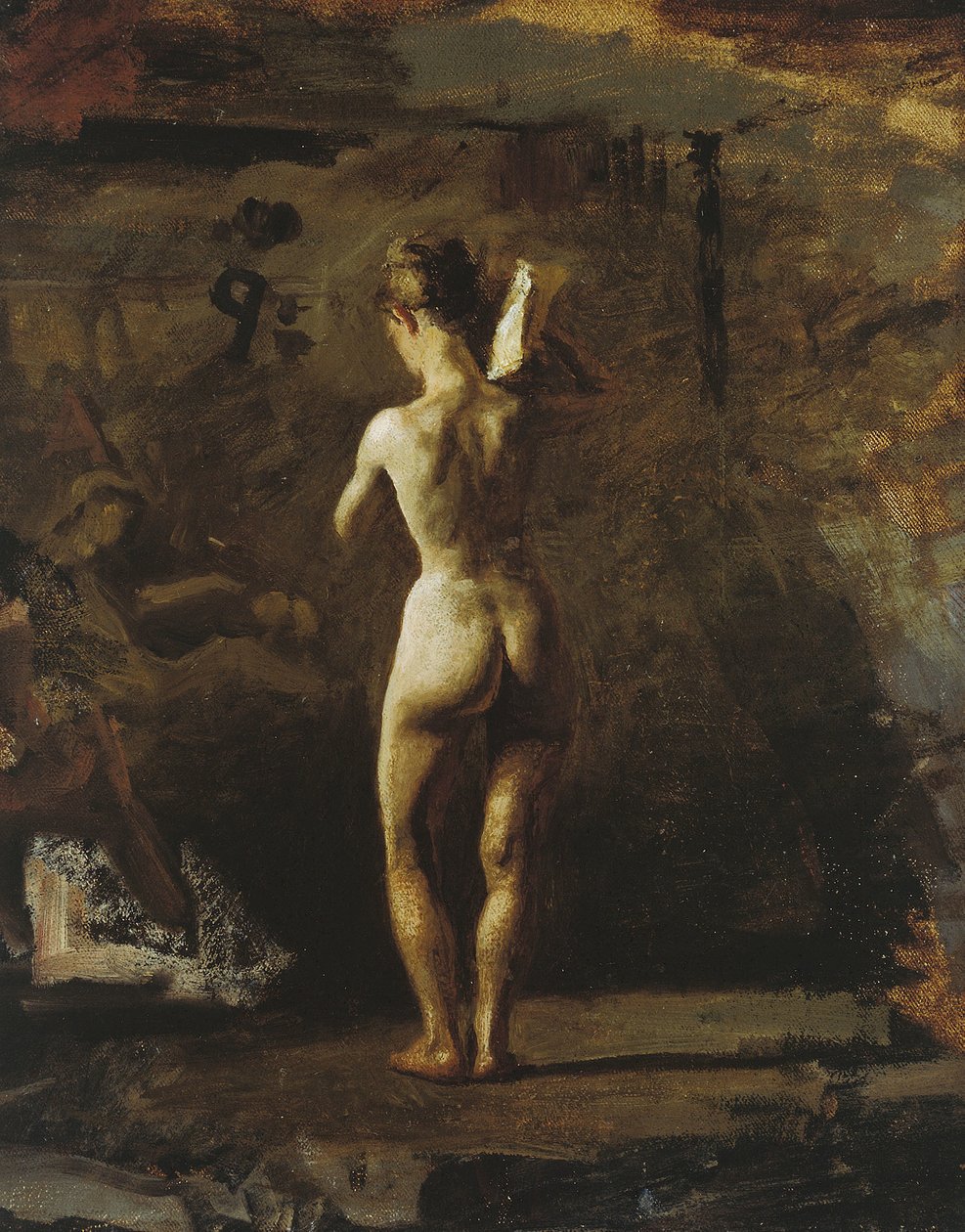 "William Rush, Schuylkill Nehri'nin Alegorik Figürünü Oyarak" Çalışması by Thomas Cowperthwait Eakins