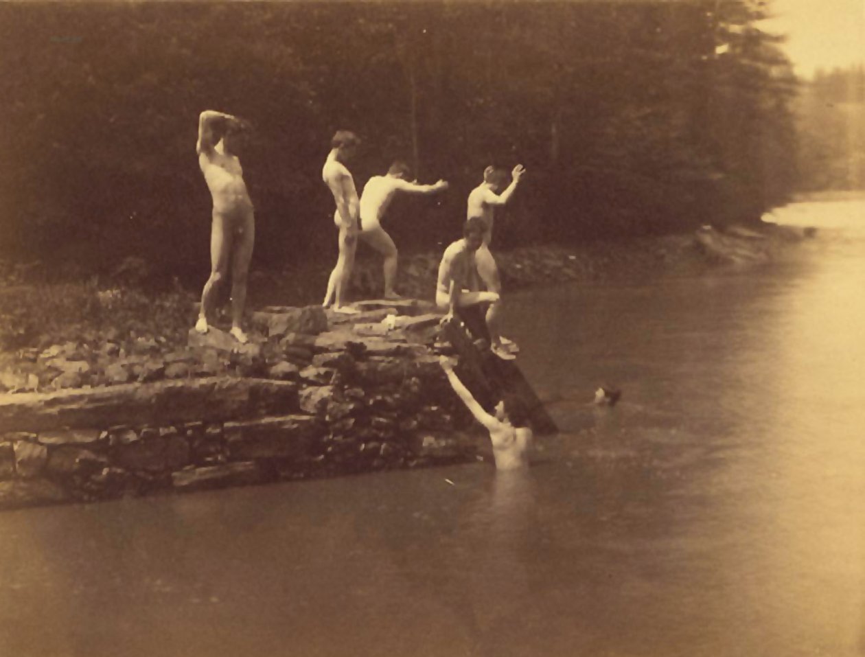 Yüzme deliği için çalışma by Thomas Cowperthwait Eakins