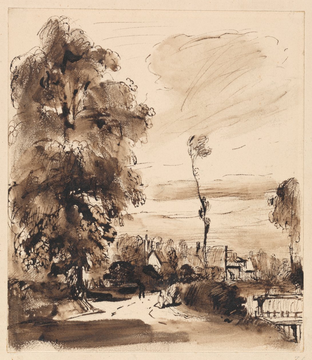 Kulübelerle Bir Kır Yolu by Thomas Creswick