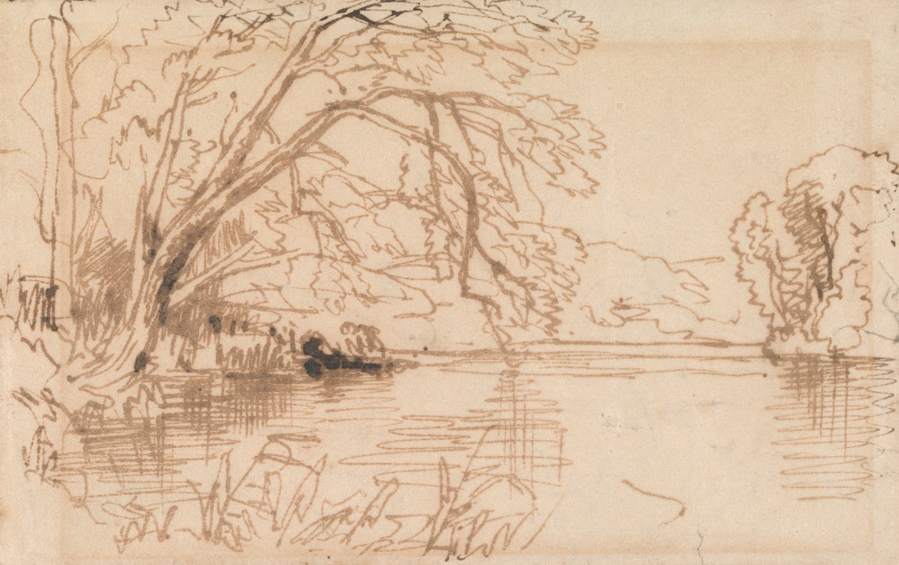 Nehri Sarkan Bir Ağaç by Thomas Creswick