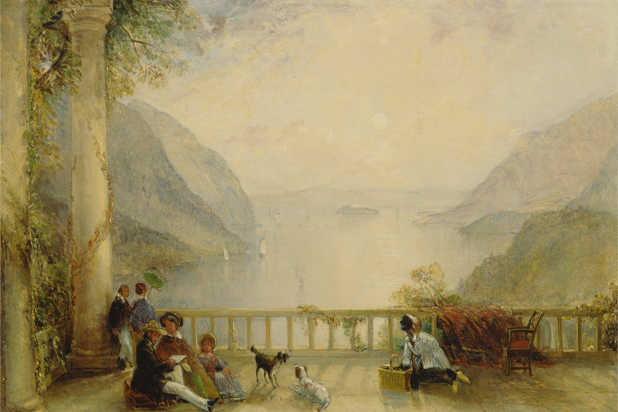 Balkondaki Figürler, muhtemelen Westpoint'te by Thomas Creswick