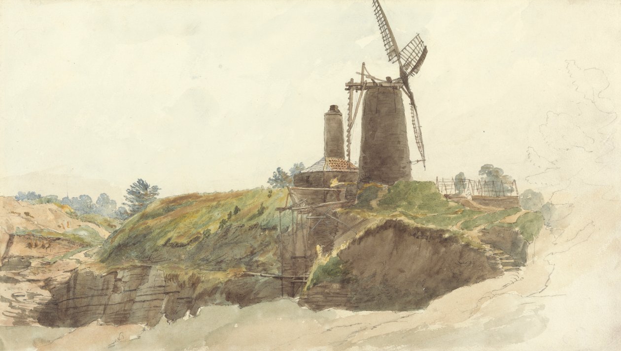 Yel Değirmeni ile Manzara by Thomas Creswick