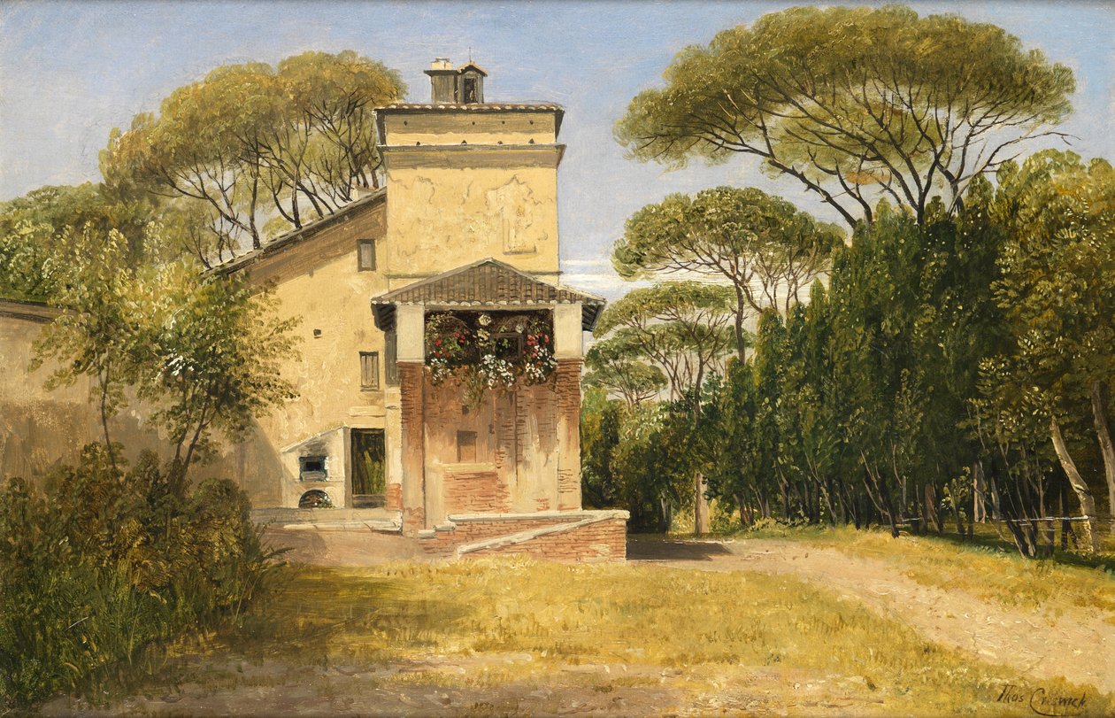 Villa Borghese bahçesindeki Raphaels stüdyosu, Roma, 1849 by Thomas Creswick