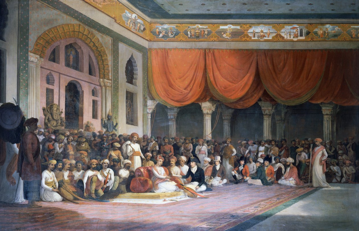 Charles Warre Malet, 1790'da Durbar'da Maratha İmparatorluğu'nun Peshwa'sı ile anlaşma imzaladı by Thomas Daniell