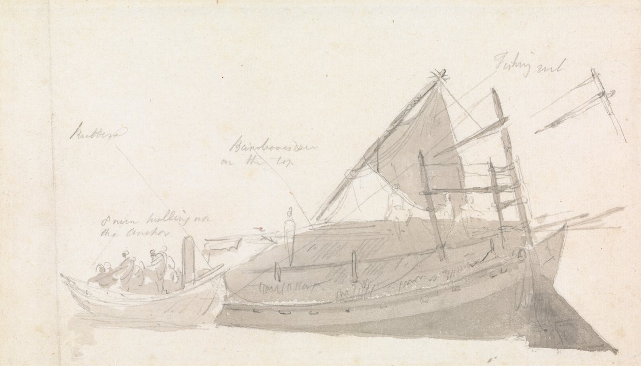 Yanında Küçük Tekne Olan Balıkçı Teknesi by Thomas Daniell