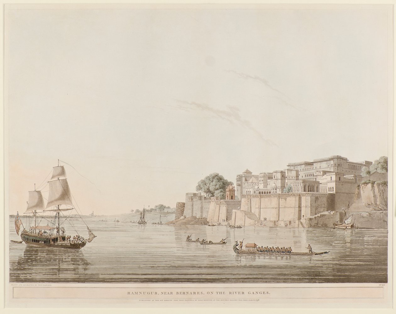 Ramnugur, Bernares yakınlarında, Ganj Nehri üzerinde by Thomas Daniell