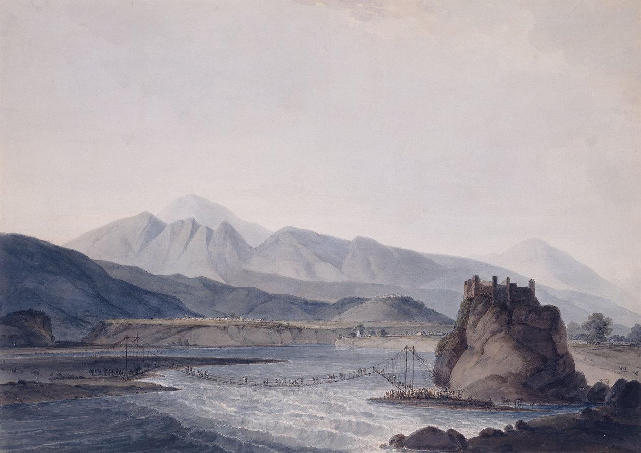 Halat Köprüsü, Srinagar, Garhwal, Uttar Pradesh, by Thomas Daniell