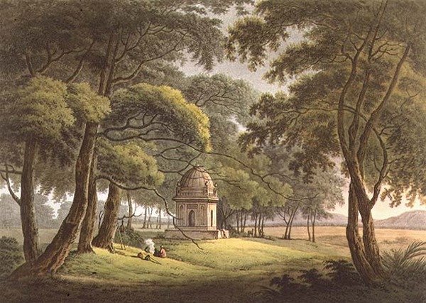Joseph Constantine Stadler (fl.1780-1812) pub tarafından oyulmuş Mağribi Bir Hanımın Mezarı, Bengal. Edward Orme (1774-c.1820) 1803 (lito) tarafından by Thomas Daniell