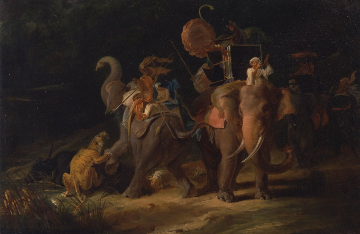 Doğu Hint Adaları'nda Kaplan Avı [1798, Royal Academy of Arts, Londra, sergi kataloğu] by Thomas Daniell