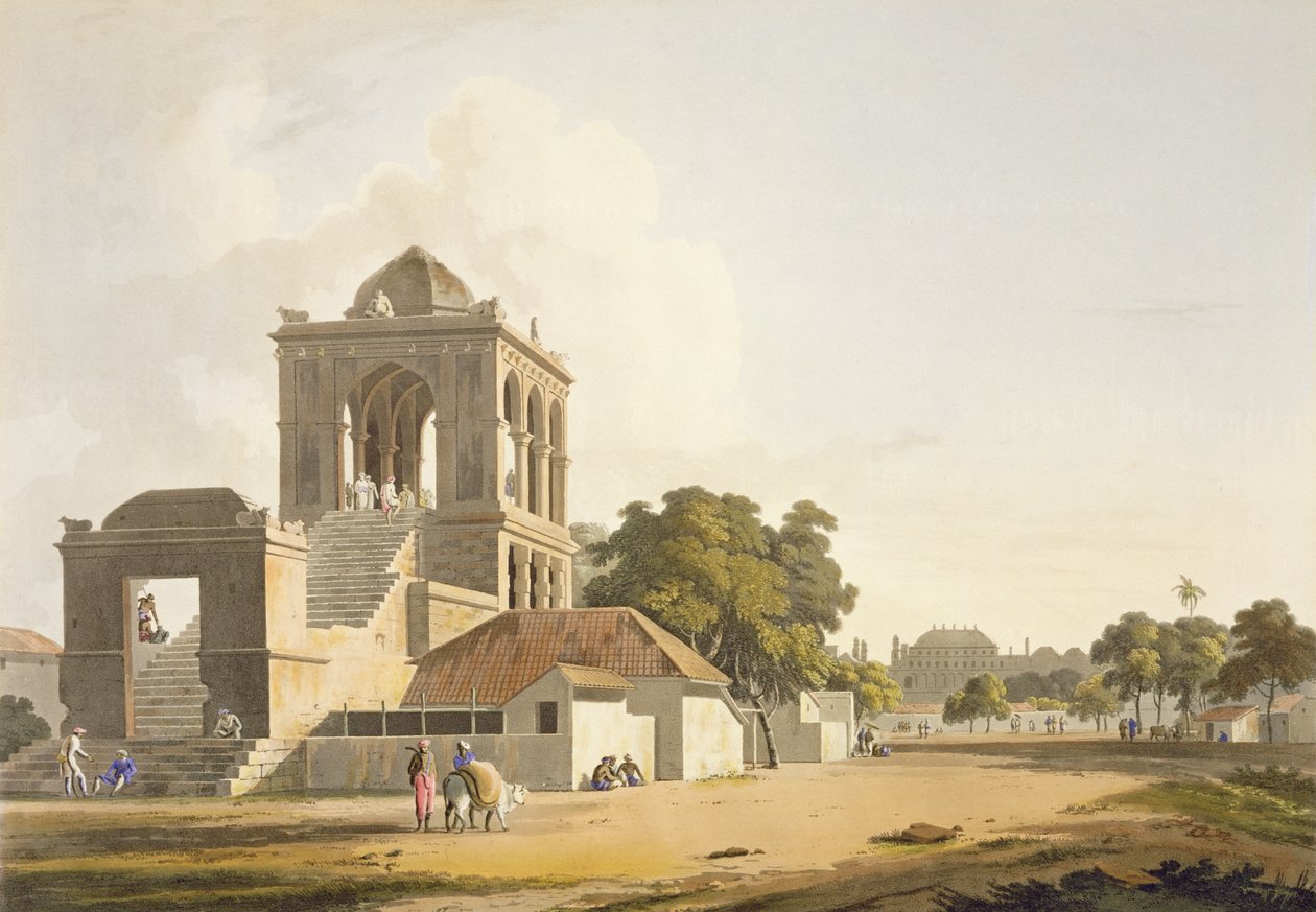 Madura Kalesi'nden görünüm, sanatçı ve William Daniell (1769-1837) 1797 (aquatint) tarafından oyulmuş 'Oriental Scenery'nin 2. Kısmından levha 14 by Thomas Daniell