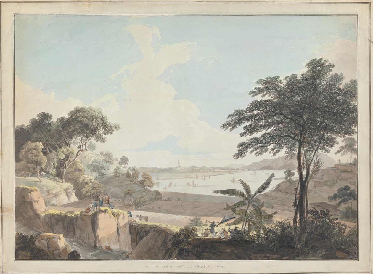 Whampoa, Çin yakınlarındaki Canton Nehri'nin görünümü by Thomas Daniell
