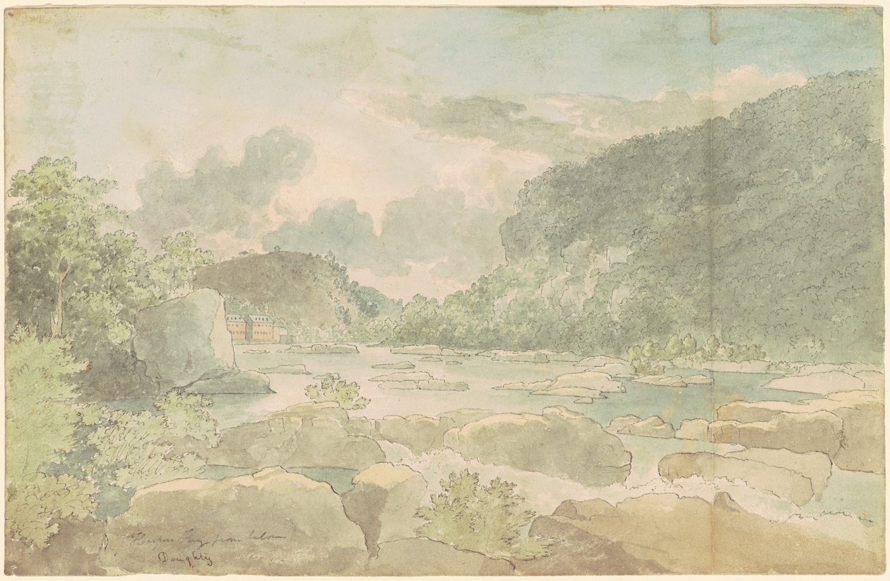 Aşağıdan Harpers Ferry, c.1825-26 (kağıt üzerine suluboya ile kalem ve mürekkep) by Thomas Doughty