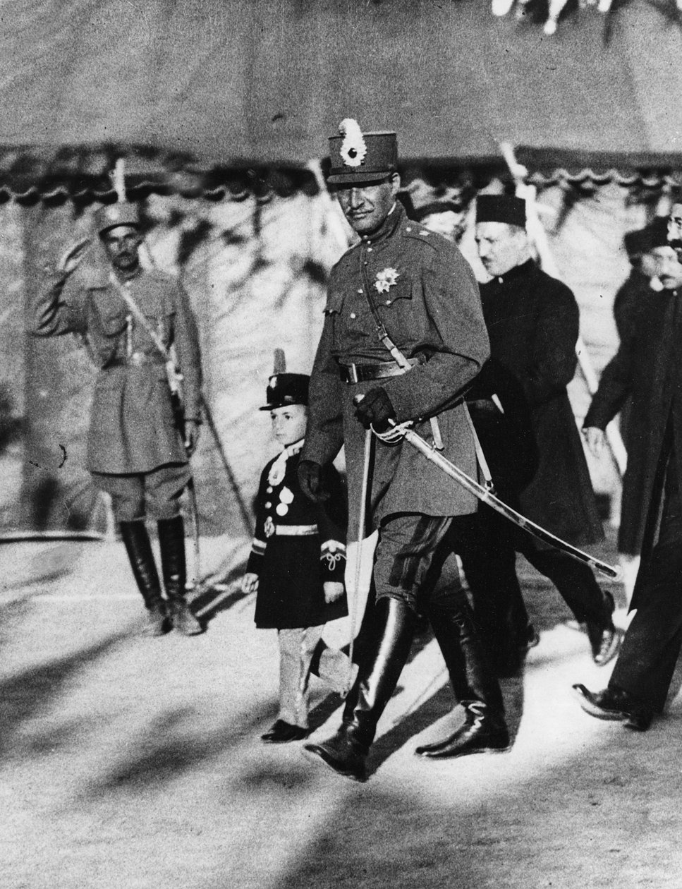 Shah Pahlavi of Persia with his son the Crown Prince, April, 1926  by Thomas E. and Horace Grant Grant