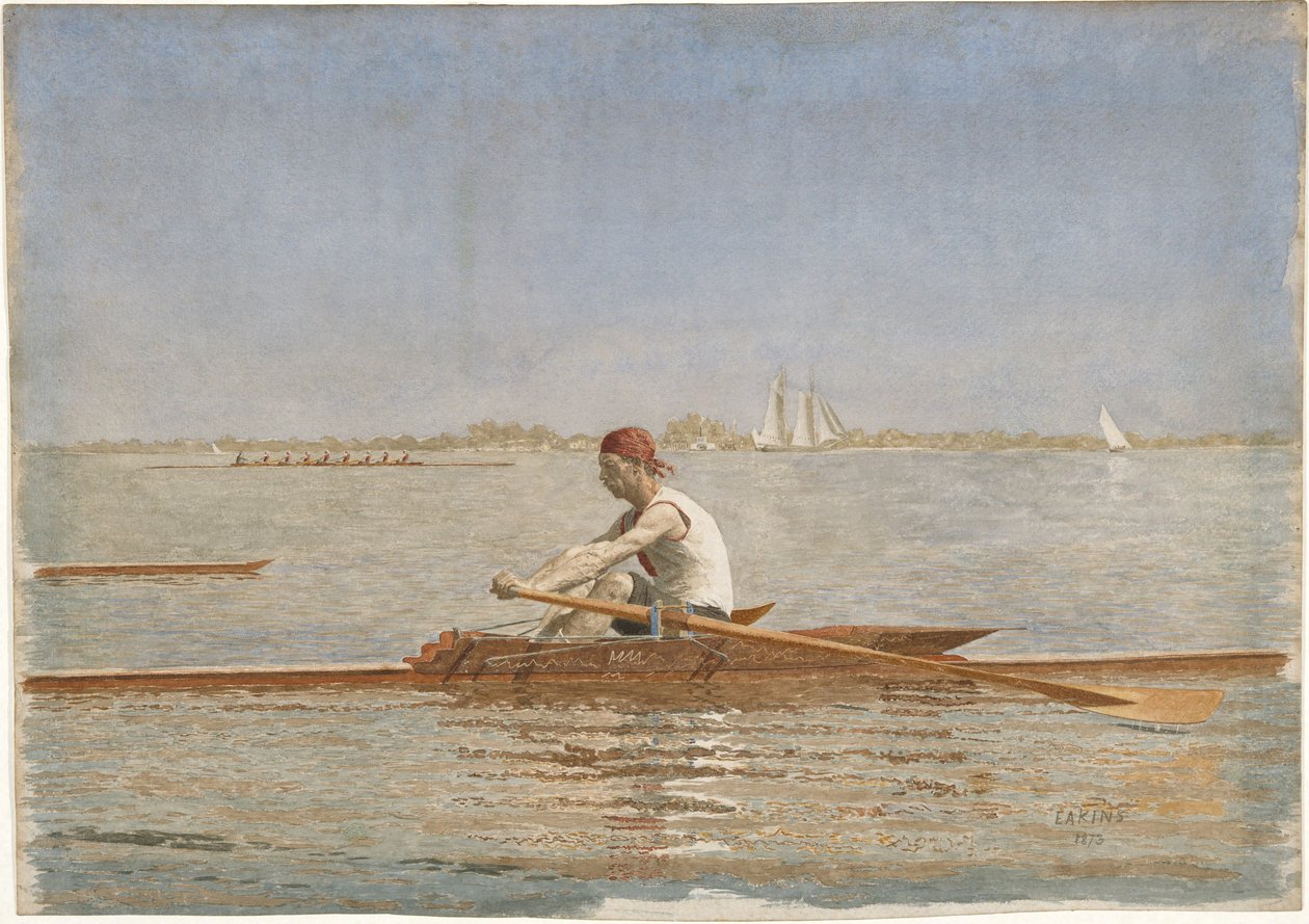 John Biglin Tek Kafatasında, 1873 (kağıt üzerinde wc) by Thomas Eakins