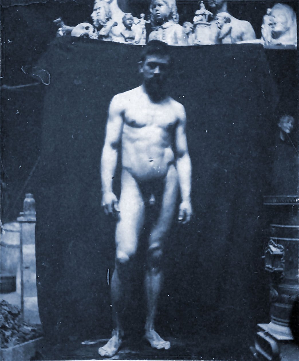 Samuel Murray'in Eakin'in stüdyosunda çıplak portresi, 1890 (cyanotype) by Thomas Eakins
