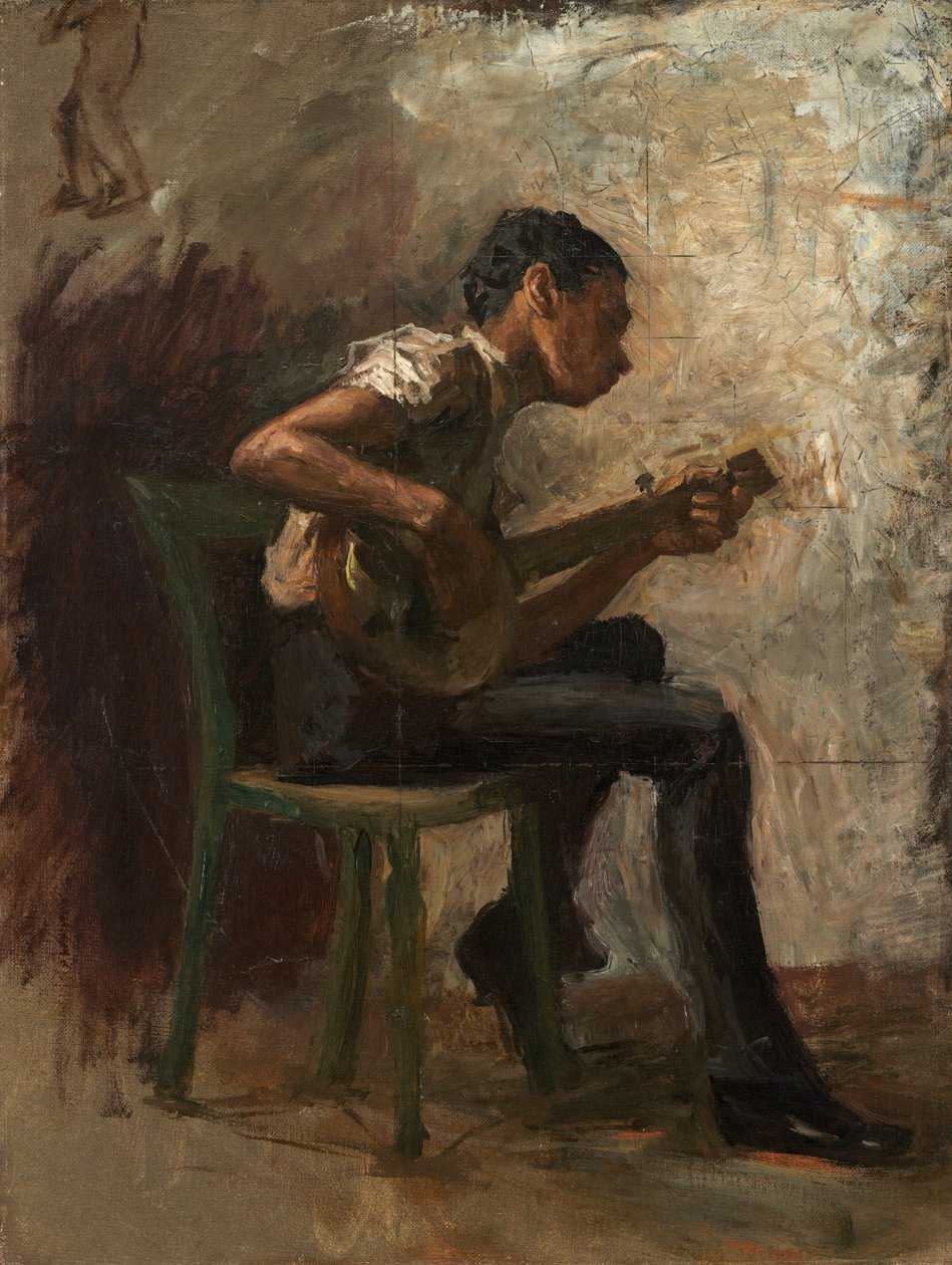 Black Boy Dancing: The Banjo Player için çalışma, muhtemelen 1877. by Thomas Eakins