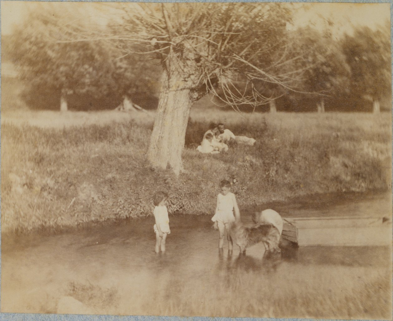 [Üç Çocuk ve Derede Oynayan Bir Köpek, 4 Temmuz 1883], 1883., 1883. by Thomas Eakins