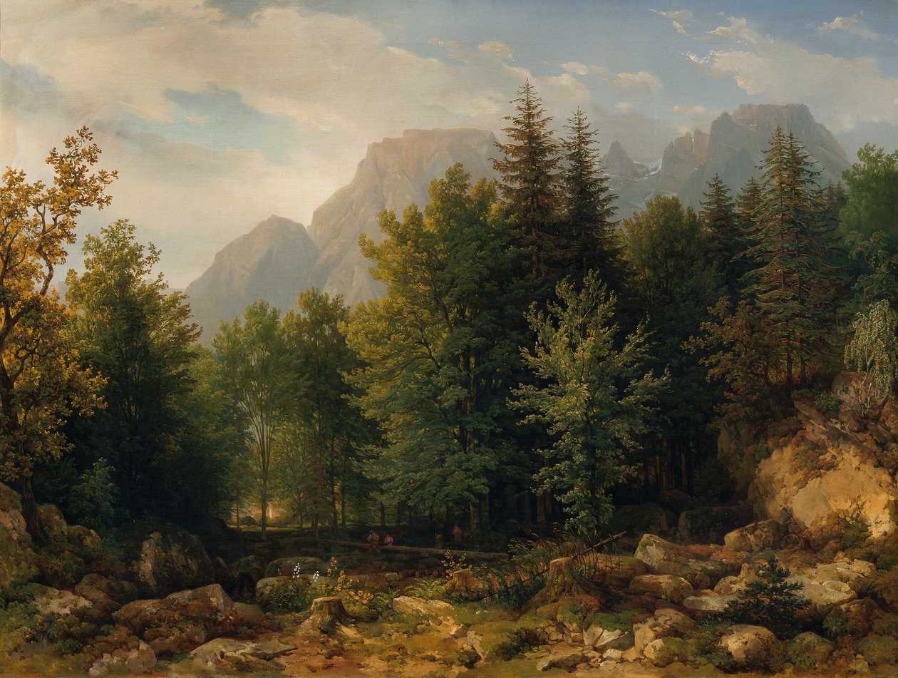 Yüksek dağlarda orman manzarası by Thomas Ender