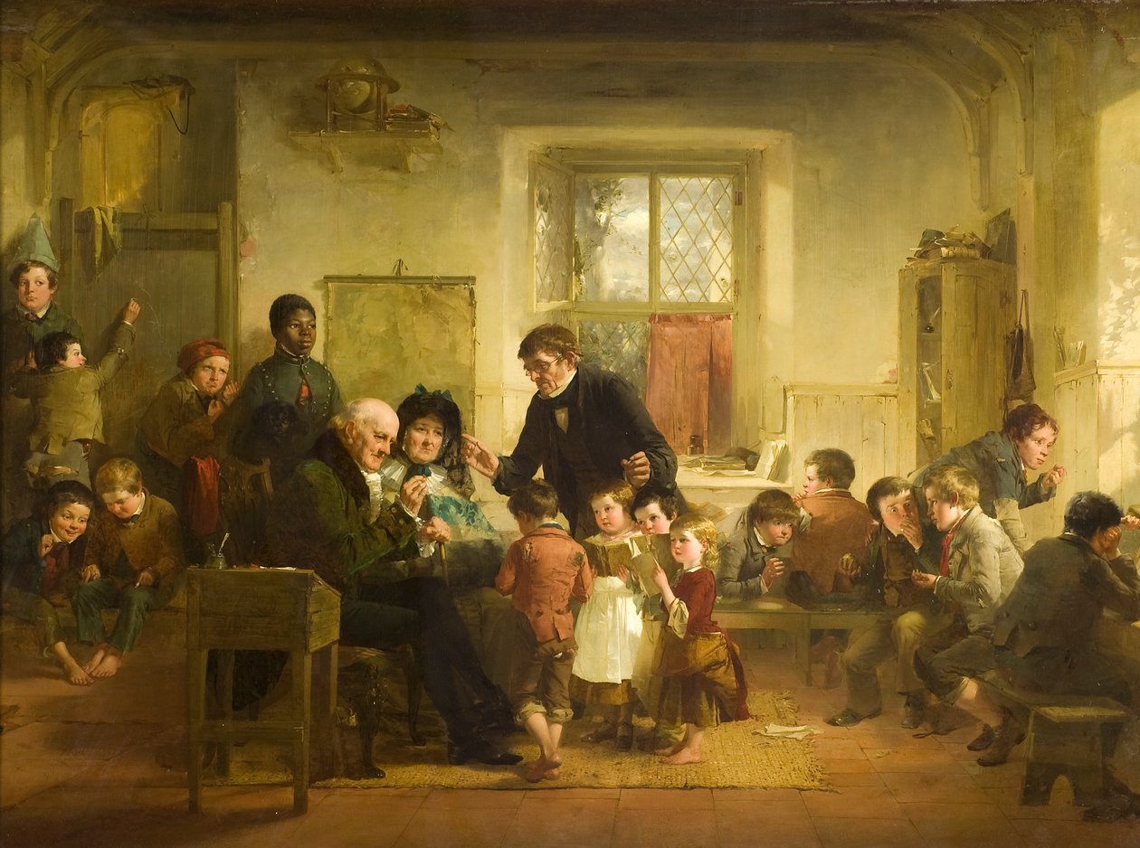 Patron ve Patronesin Köy Okuluna Ziyareti by Thomas Faed