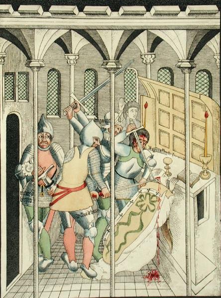 Stratford Upon Avon'daki Trinity Şapeli'nden Canterbury'de St. Thomas a Becket'in (c.1118-70) Suikastı by Thomas Fisher Hoxton