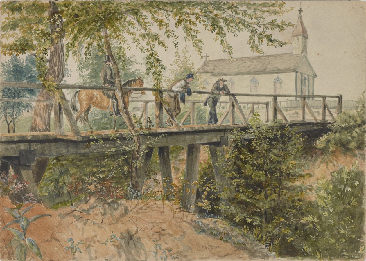 Katolik Kilisesi, Houston, Teksas, 25 Mart 1852 (kağıt üzerine sulu boya) by Thomas Flintoff