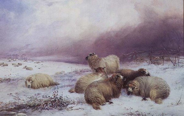 Koyunlu Bir Kış Manzarası by Thomas Francis Wainewright