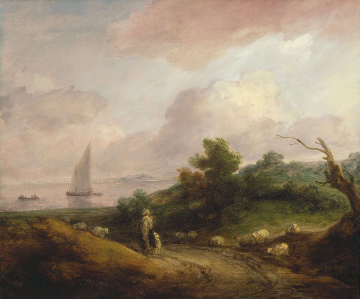 Bir Çoban ve Sürüsü ile Kıyı Manzarası, 1783 ve 1784 yılları arasında. by Thomas Gainsborough