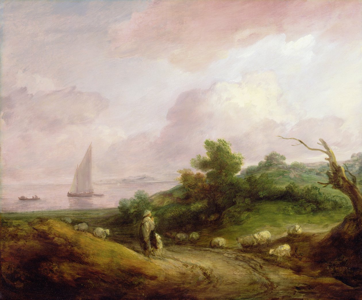 Bir Çoban ve Sürüsü ile Sahil Manzarası, c.1783-4 (tuval üzerine yağlı boya) by Thomas Gainsborough