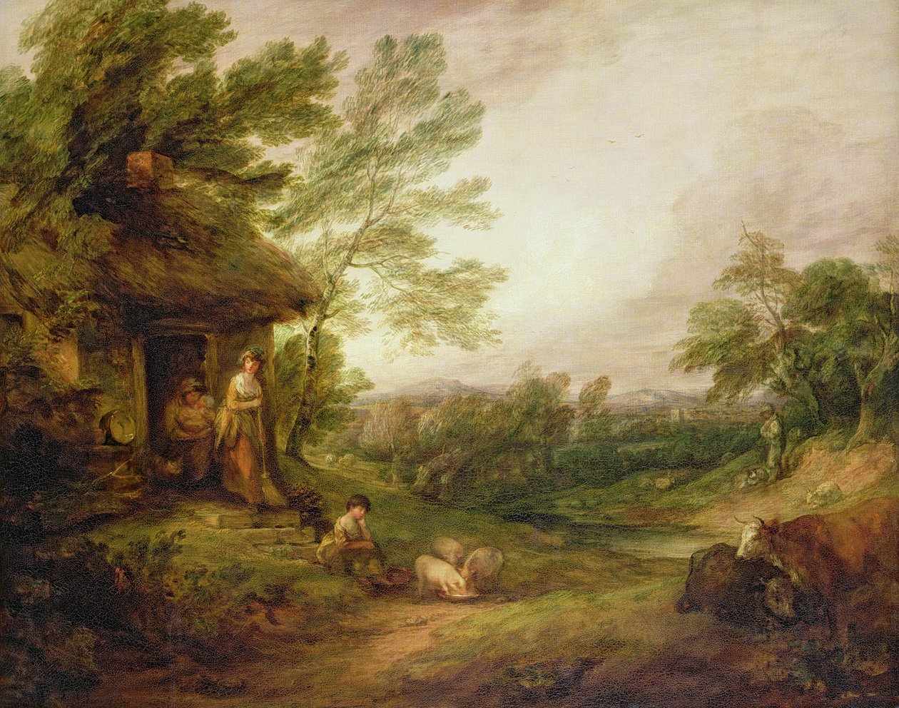 Kız ve Domuzlu Kulübe Kapısı, c.1786 by Thomas Gainsborough