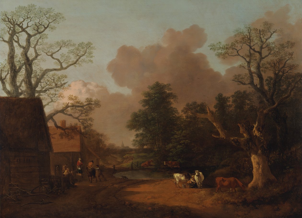1754 ve 1756 yılları arasında Sütçü Kız ile manzara. by Thomas Gainsborough