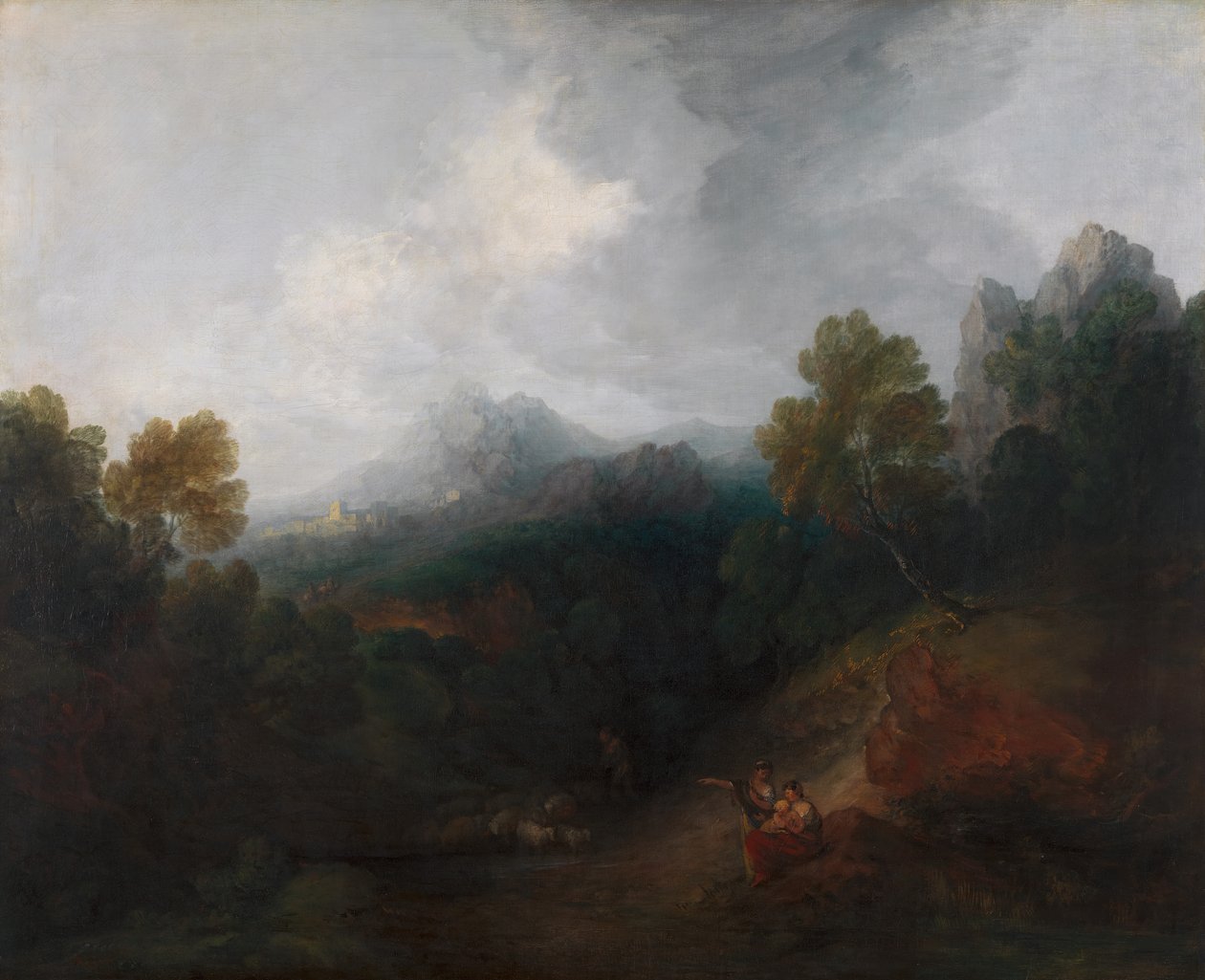 Rakamlar ve Uzak Köy ile Dağ Vadisi, 1773 ve 1777 yılları arasında. by Thomas Gainsborough