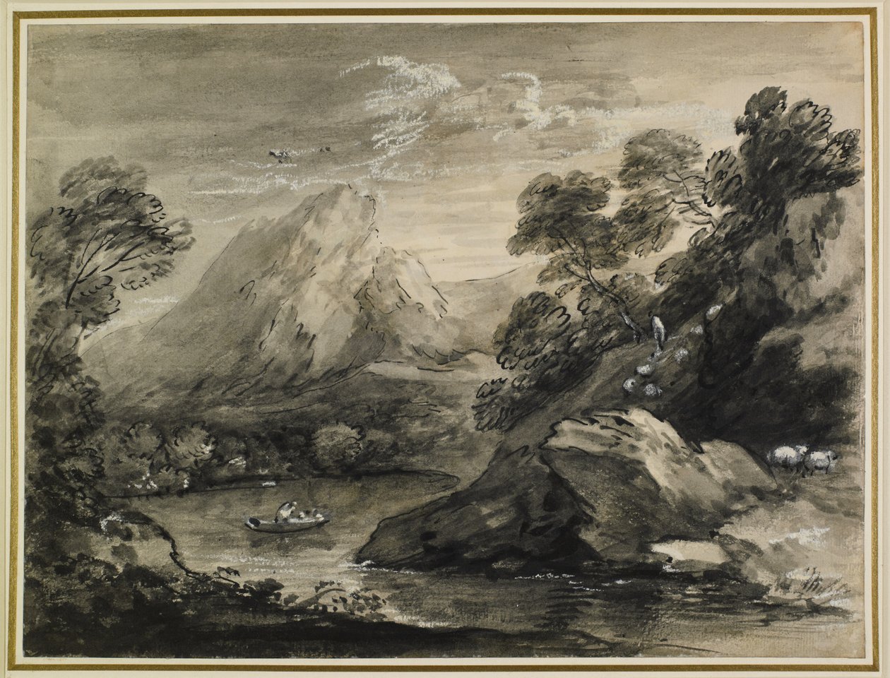 Gölde Tekne Ile Dağlık Manzara, 1777-80 by Thomas Gainsborough
