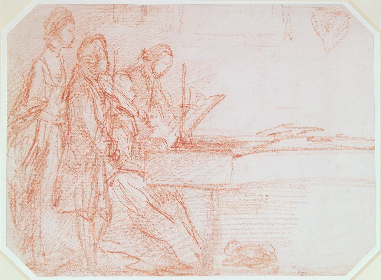 Müzikal Bir Partinin Grup Portresi Çalışması, c.1770 (kağıt üzerinde kırmızı tebeşir) by Thomas Gainsborough