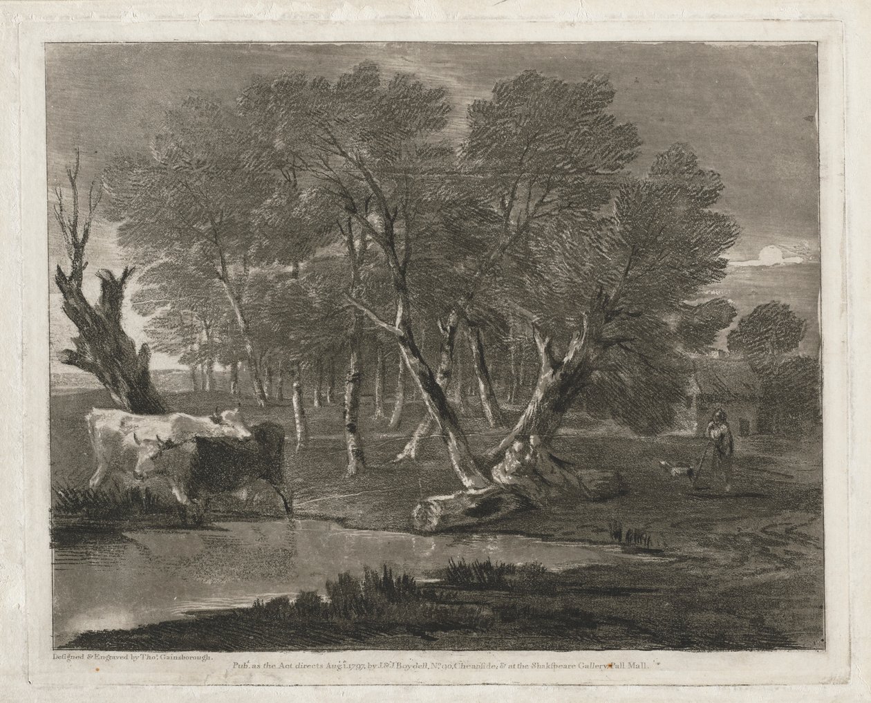 Bir Havuzun Yanında İnekler, Figürler ve Kulübe ile Ormanlık Manzara, 1797