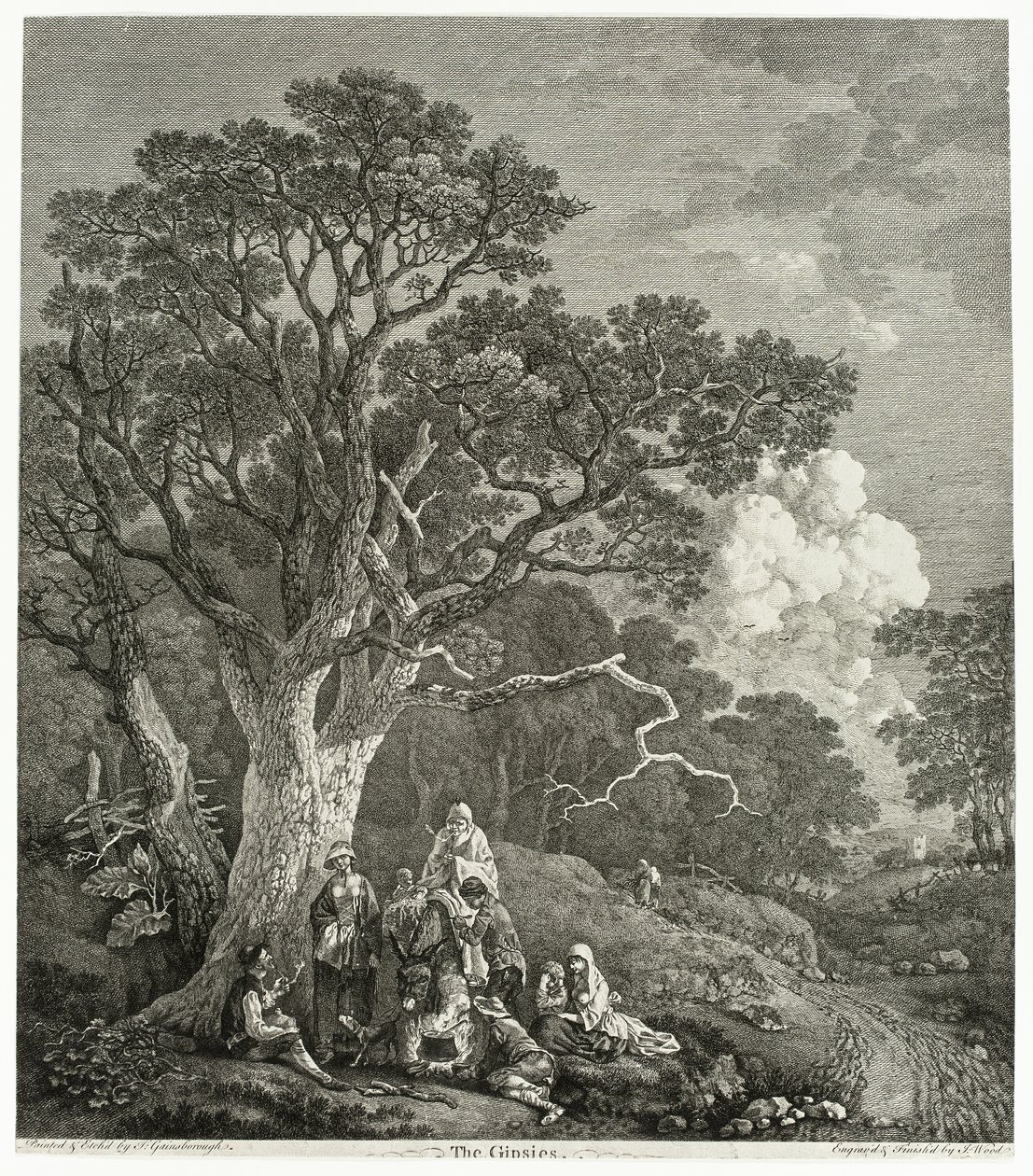 Ateşin Etrafında Toplanan Çingenelerle Ormanlık Manzara by Thomas Gainsborough