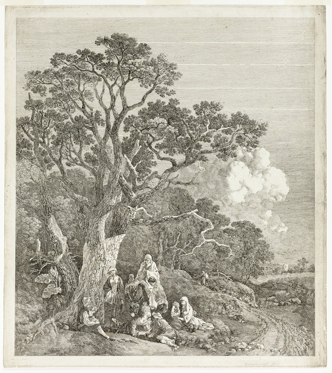 Çingenelerin Ateşin Etrafında Toplandığı Ormanlık Manzara by Thomas Gainsborough