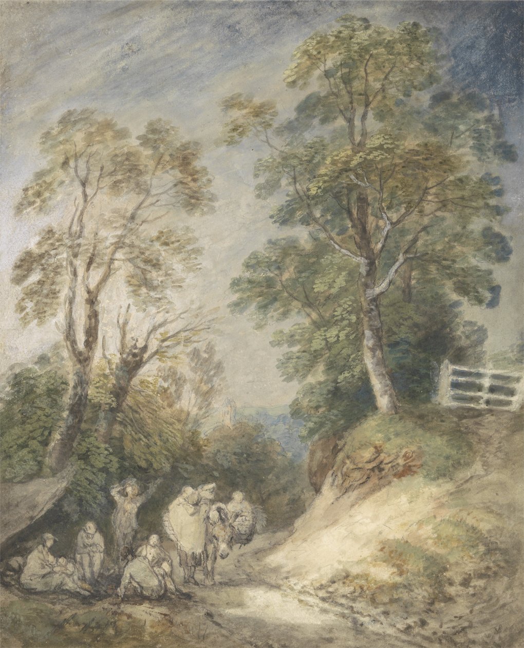 Çingene Kampı ile Ormanlık Manzara, c.1760-65 (kalem üzerine suluboya ve guaj ve kağıt üzerine tebeşir) by Thomas Gainsborough