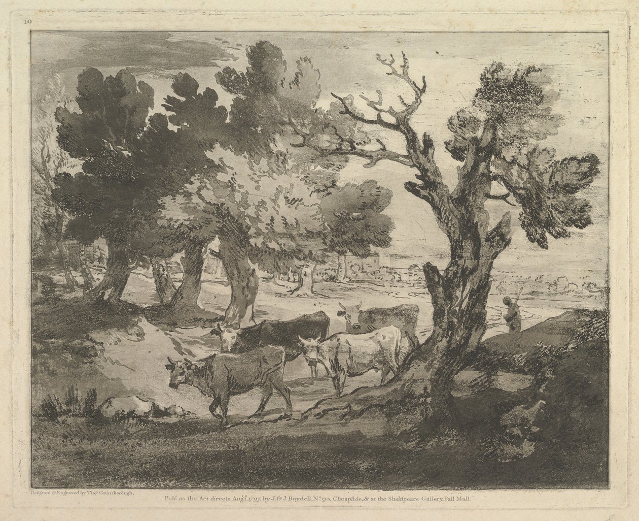 Çoban ve İneklerle Ormanlık Peyzaj, 1 Ağustos 1797. by Thomas Gainsborough