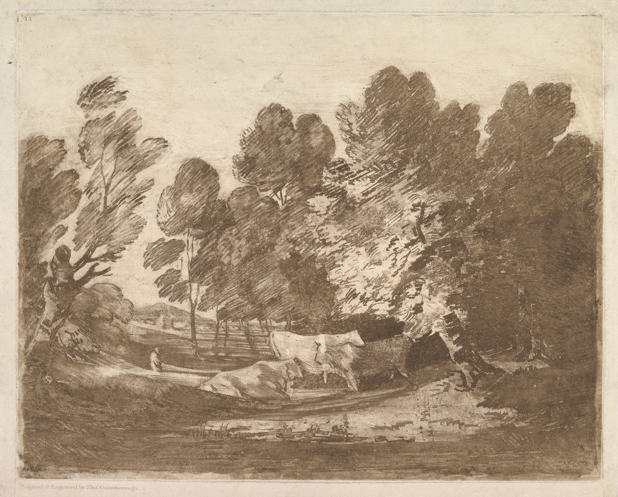Çoban ve İneklerle Ormanlık Peyzaj, 1 Ağustos 1797. by Thomas Gainsborough